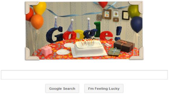 شعار احتفال جوجل بعيد ميلادها الثالث عشر